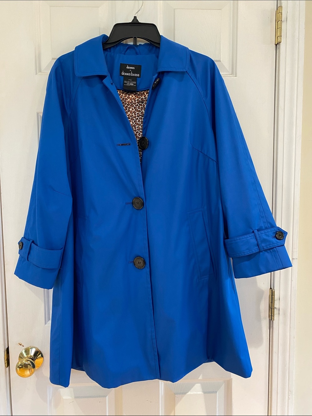dennis basso Electric Blue Single-Breasted Trench Coat